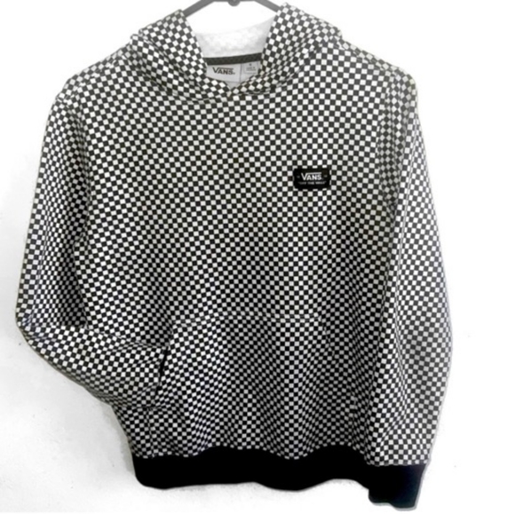 Boys Vans Checkers Hoodie Sz Small Checkerboard Pullover Front Pouch Pocket - Picture 1 of 8